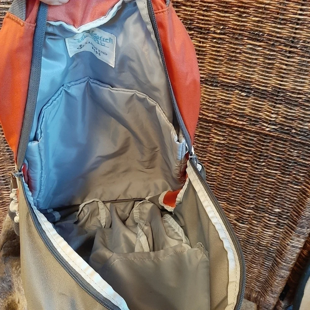 Lands' End Kids Backpack Gray Orange Laptop School Women's Hiking Gorpcore Camp